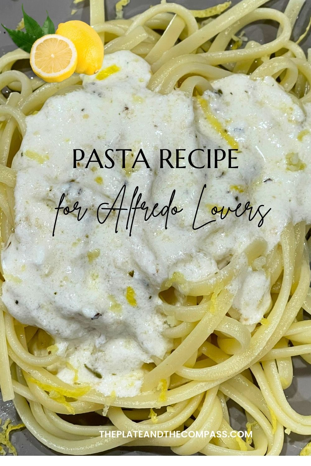 lemon cottage cheese alfredo sauce on top of al dente pasta 